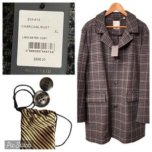 Billy Reid Italy Tweed Wool / Nylon Walking Coat Overcoat Bond Skyfall Size XL